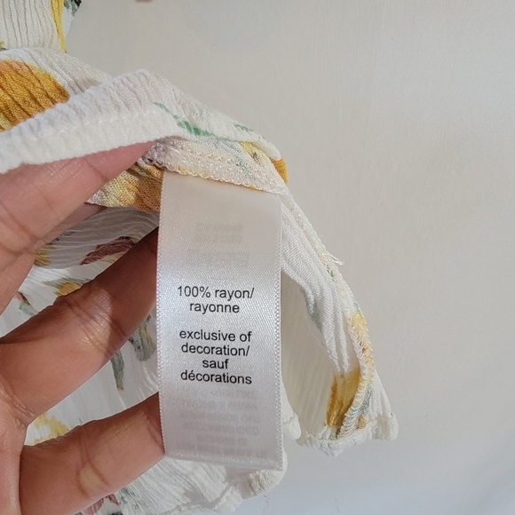 Maurices Womens Y2K Lemon Fruits Off Shoulder Cropped Top Sz M Cottagecore Boho - Picture 10 of 12